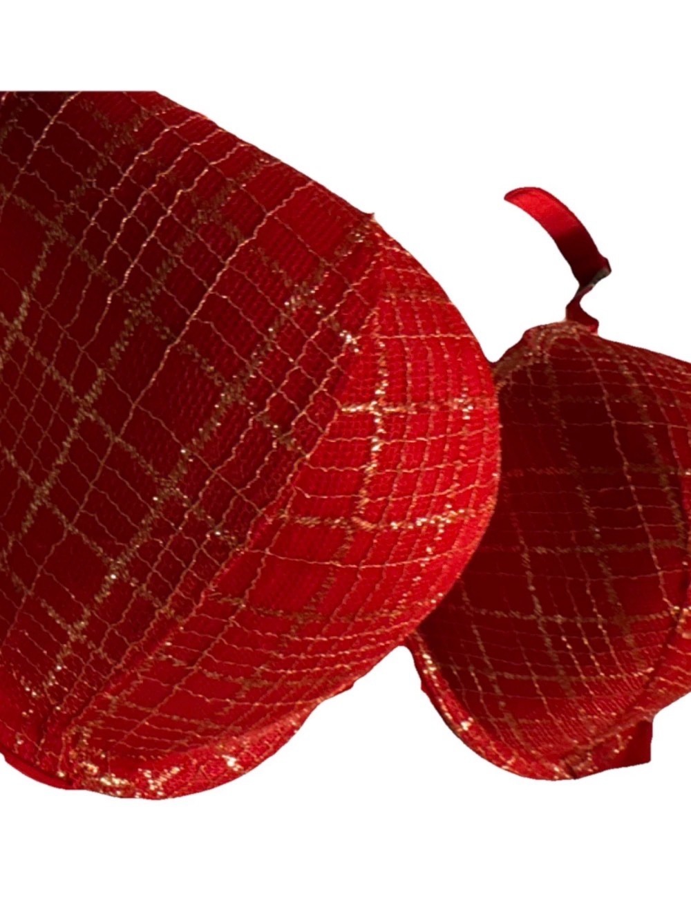 Victoria's Secret Red Strapless Quilted Bra with Gold Accent